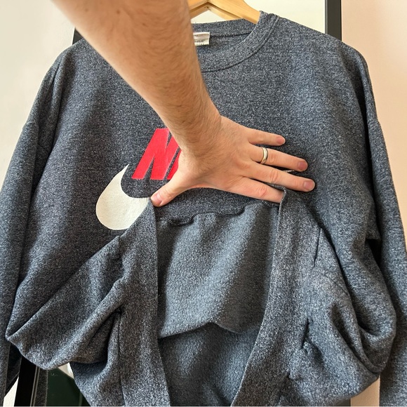 Vintage 80s Nike Air crewneck hoodie sweater sweatshirt Jordan grey tag infrared - Picture 10 of 16